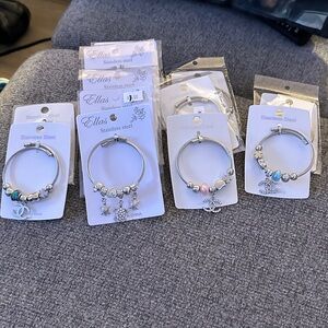 Silver Stainless Steele  Charm Bracelets with Colorful Beads